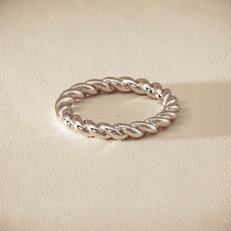 Sterling Silver Twine Stacking Band - Ring - Walker & Hall