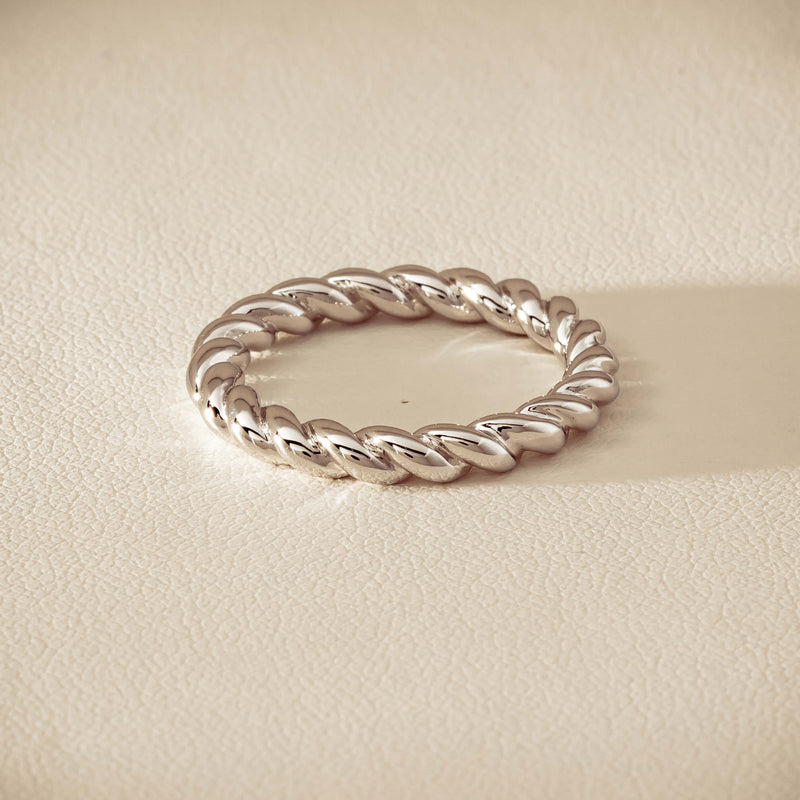 Sterling Silver Twine Stacking Band - Ring - Walker & Hall
