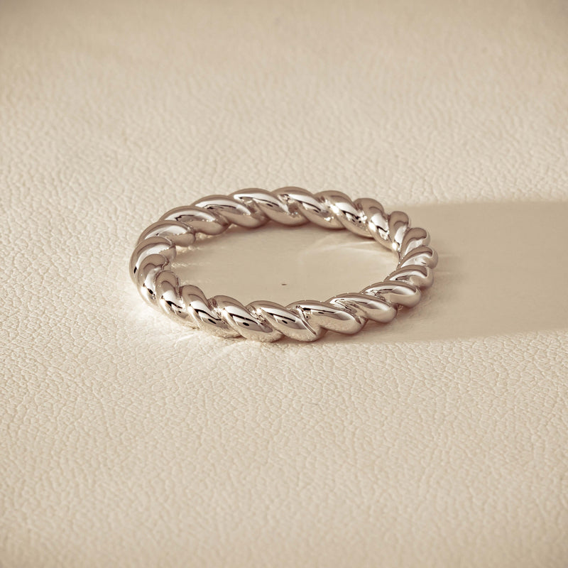 Sterling Silver Twine Stacking Band - Ring - Walker & Hall