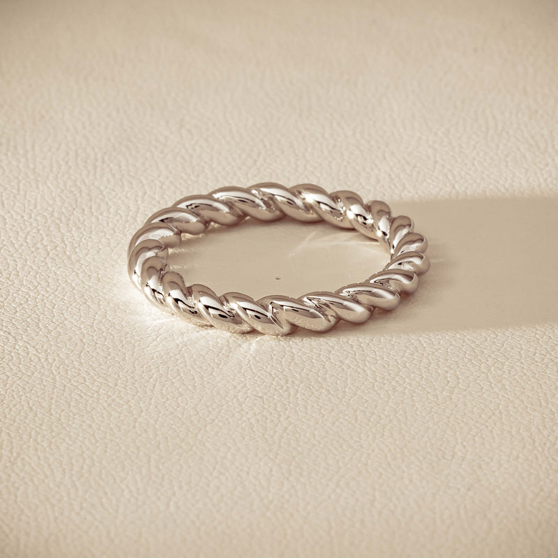 Sterling Silver Twine Stacking Band - Ring - Walker & Hall