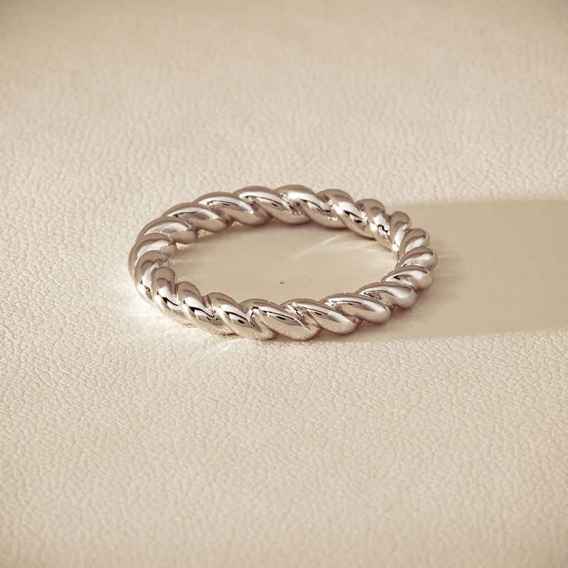 Sterling Silver Twine Stacking Band - Ring - Walker & Hall