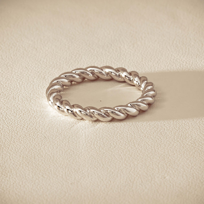 Sterling Silver Twine Stacking Band - Ring - Walker & Hall