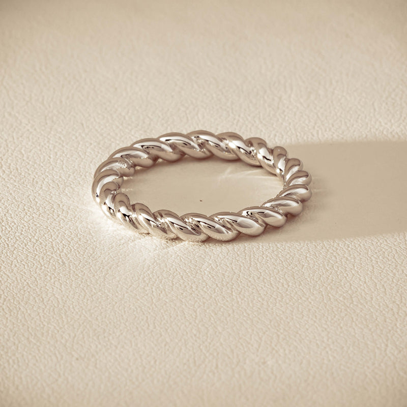 Sterling Silver Twine Stacking Band - Ring - Walker & Hall