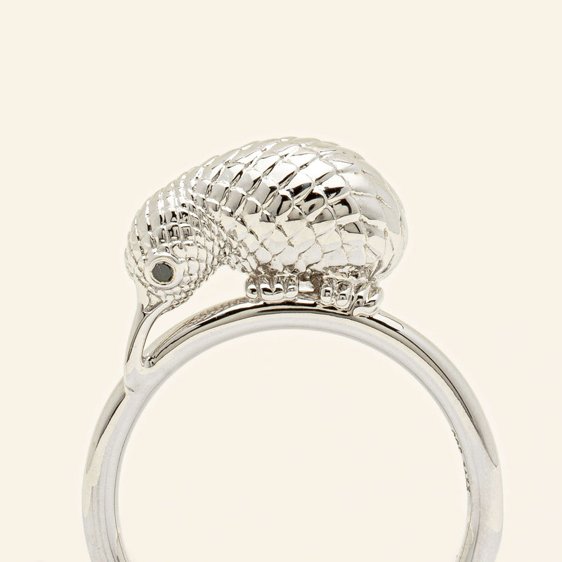 Sterling Silver Black Diamond Kiwi Bird Ring