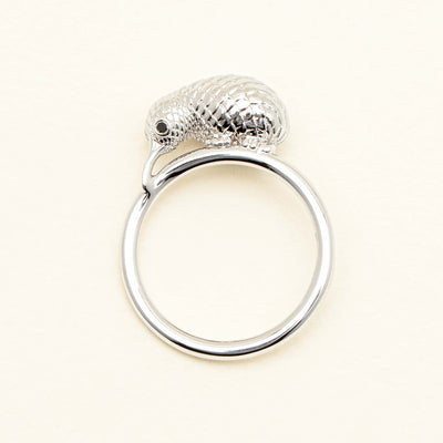 Sterling Silver Black Diamond Kiwi Bird Ring