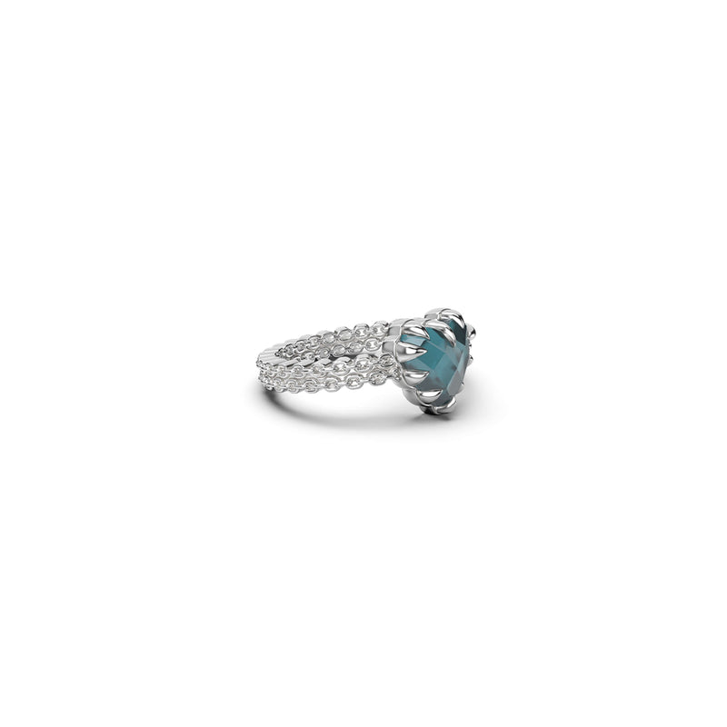 SGC x W&H London Blue Topaz Mini Love Claw Ring - Silver - Ring - Walker & Hall