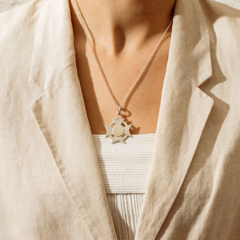 Deja Vu Sterling Silver Maltese Cross Boxing Medal Pendant - Necklace - Walker & Hall