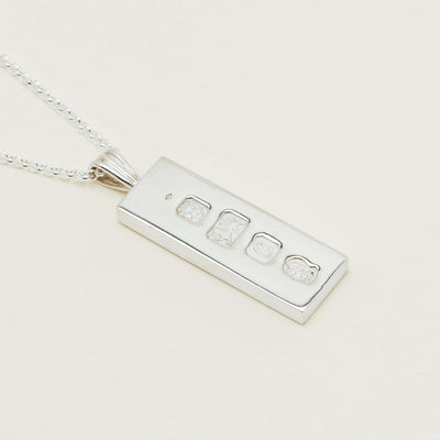 Vintage Sterling Silver Ingot Pendant - London 1977