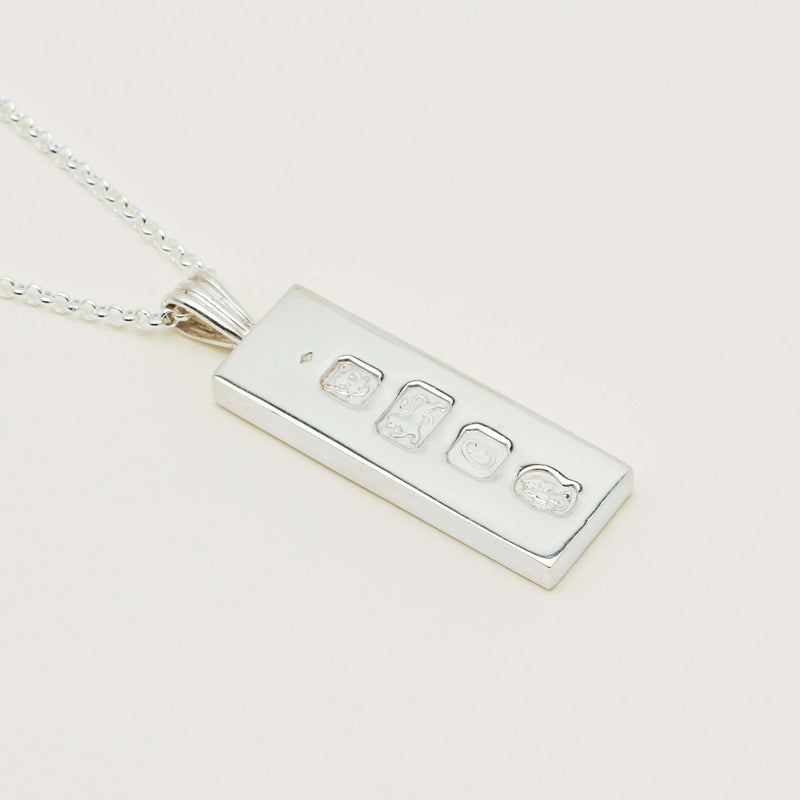 Vintage Sterling Silver Ingot Pendant - London 1977