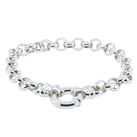 Sterling Silver Round Belcher Bracelet With Bolt Clasp-Bracelet-Walker & Hall
