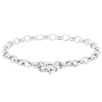 Sterling Silver Oval Belcher Bracelet-Bracelet-Walker & Hall