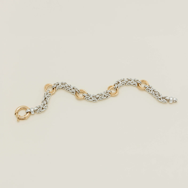 Sterling Silver & 9ct Yellow Gold Byzantine Bracelet - Bracelet - Walker & Hall