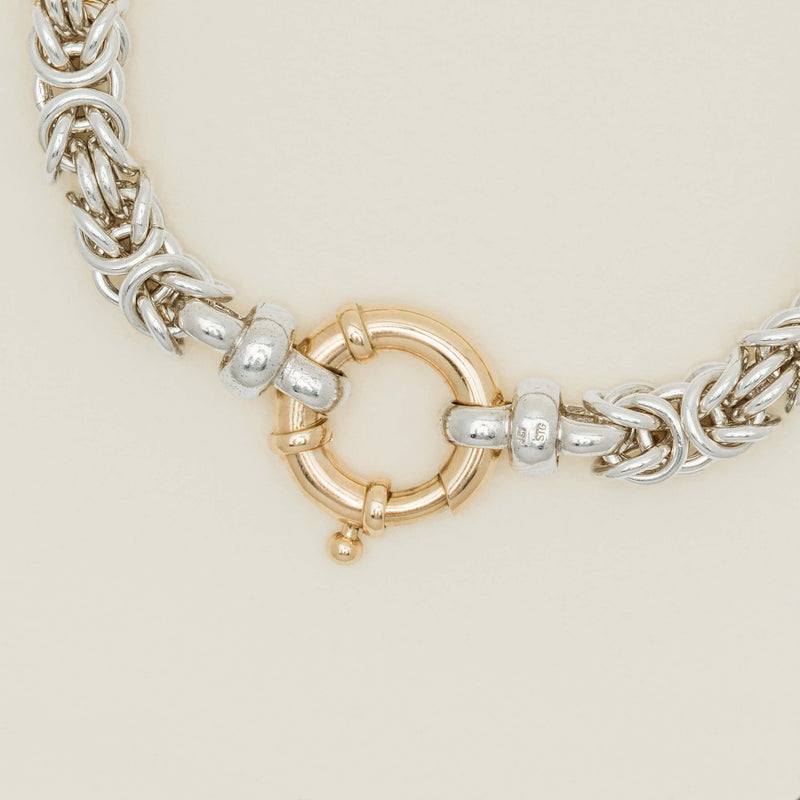Sterling Silver & 9ct Yellow Gold Byzantine Bracelet - Bracelet - Walker & Hall