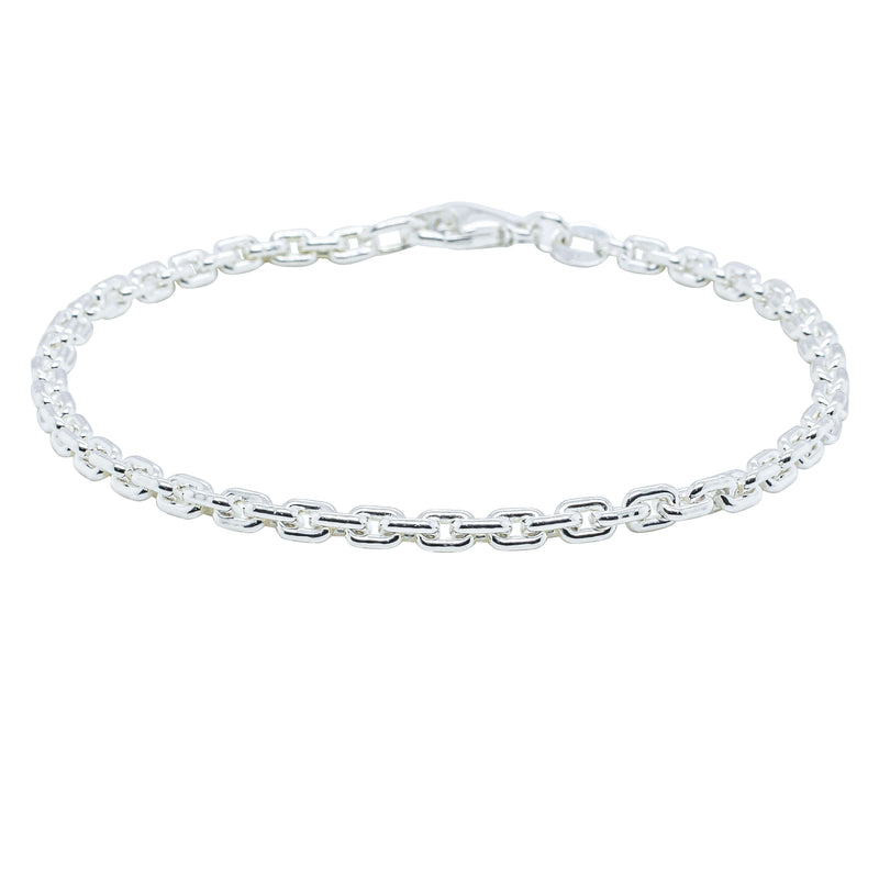 Sterling Silver Rectangular Belcher Link Bracelet-Bracelet-Walker & Hall