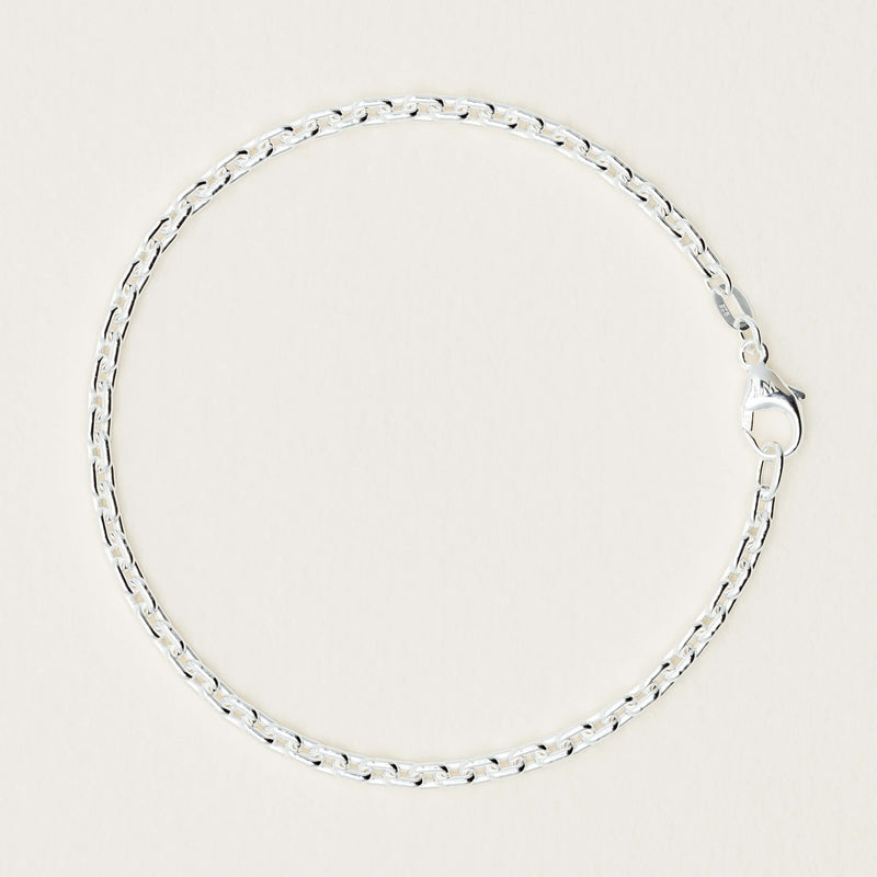 Sterling Silver Rectangular Belcher Link Bracelet - Bracelet - Walker & Hall