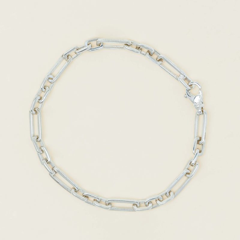 Sterling Silver Paperclip Figaro Bracelet - Bracelet - Walker & Hall