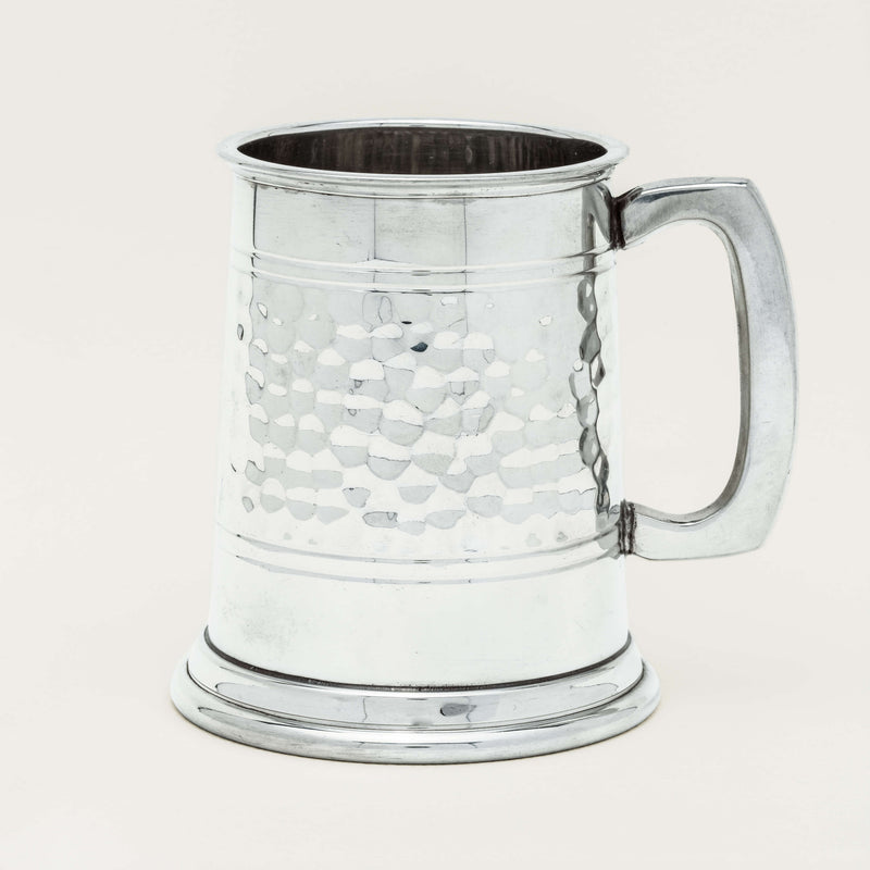 English Pewter Half Pint Hammered Tankard -  - Walker & Hall