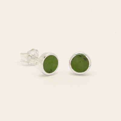 Sterling Silver NZ Greenstone Stud Earrings - Earrings - Walker & Hall
