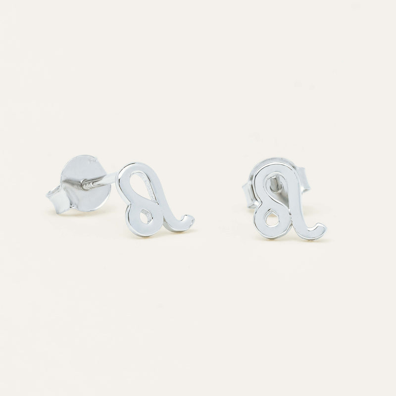 Sterling Silver Noted Zodiac Stud Earrings - Earrings - Walker & Hall