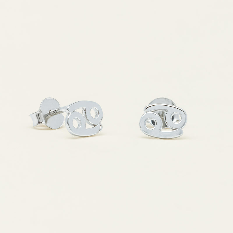 Sterling Silver Noted Zodiac Stud Earrings - Earrings - Walker & Hall
