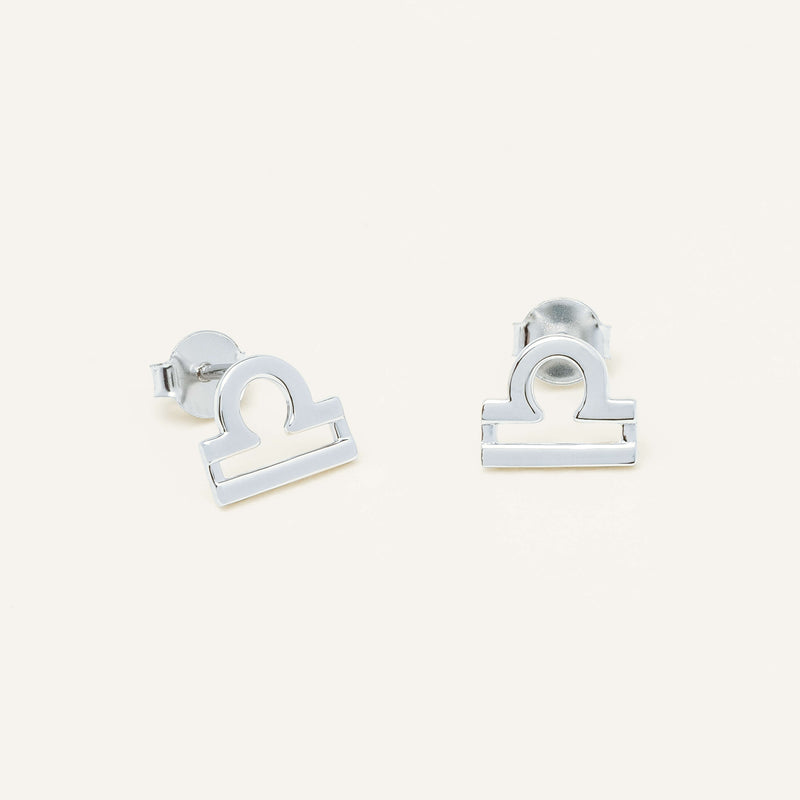 Sterling Silver Noted Zodiac Stud Earrings - Earrings - Walker & Hall