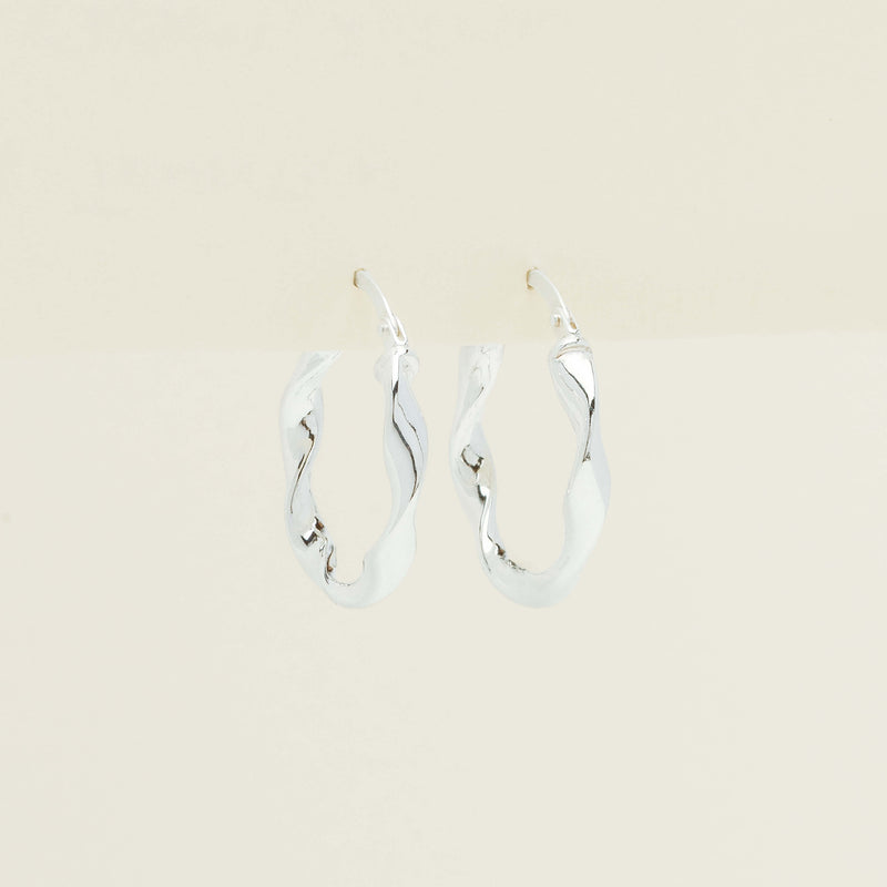 Sterling Silver Ribbon Hoop Earrings - Earrings - Walker & Hall