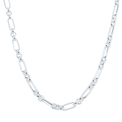 Sterling Silver Belcher Figaro Chain-Necklace-Walker & Hall