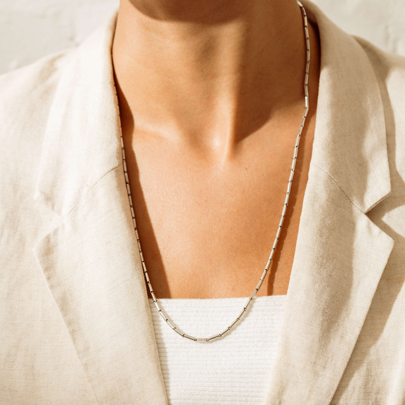 Deja Vu Sterling Silver Tube Link Necklace - Necklace - Walker & Hall