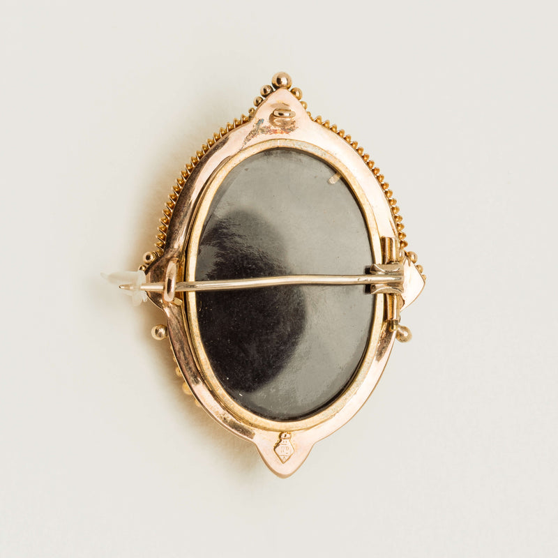 Vintage 15ct Yellow Gold Emerald & Pearl Mourning Brooch - Brooch - Walker & Hall