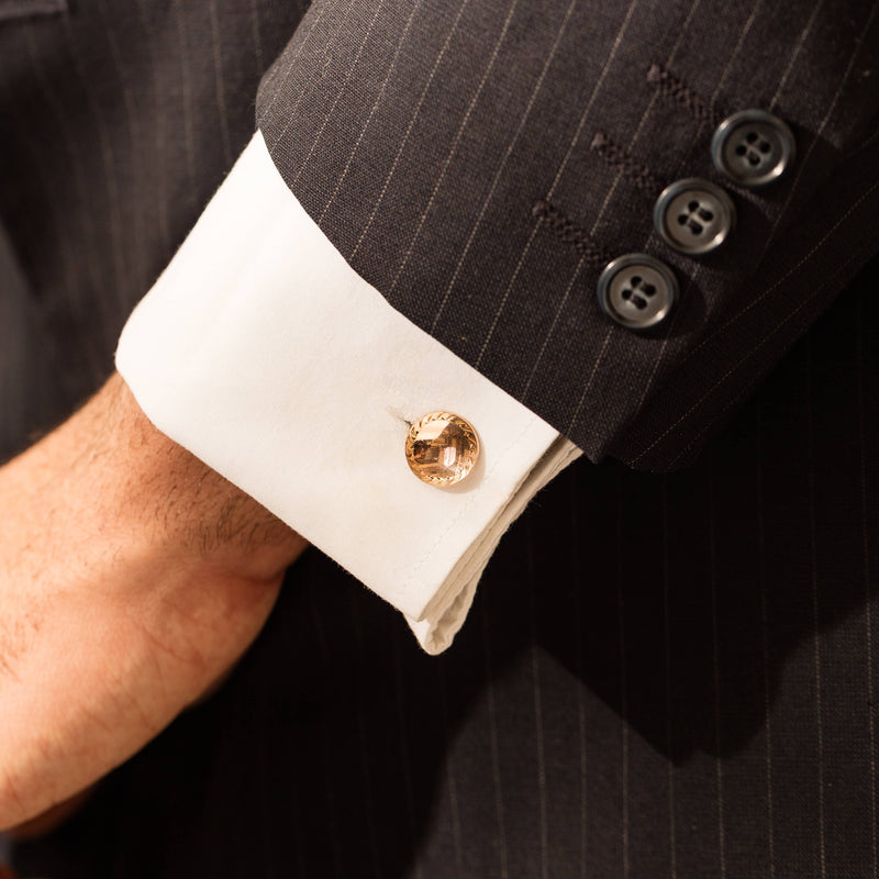 Vintage 9ct Rose Gold Engraved Disc Cufflinks