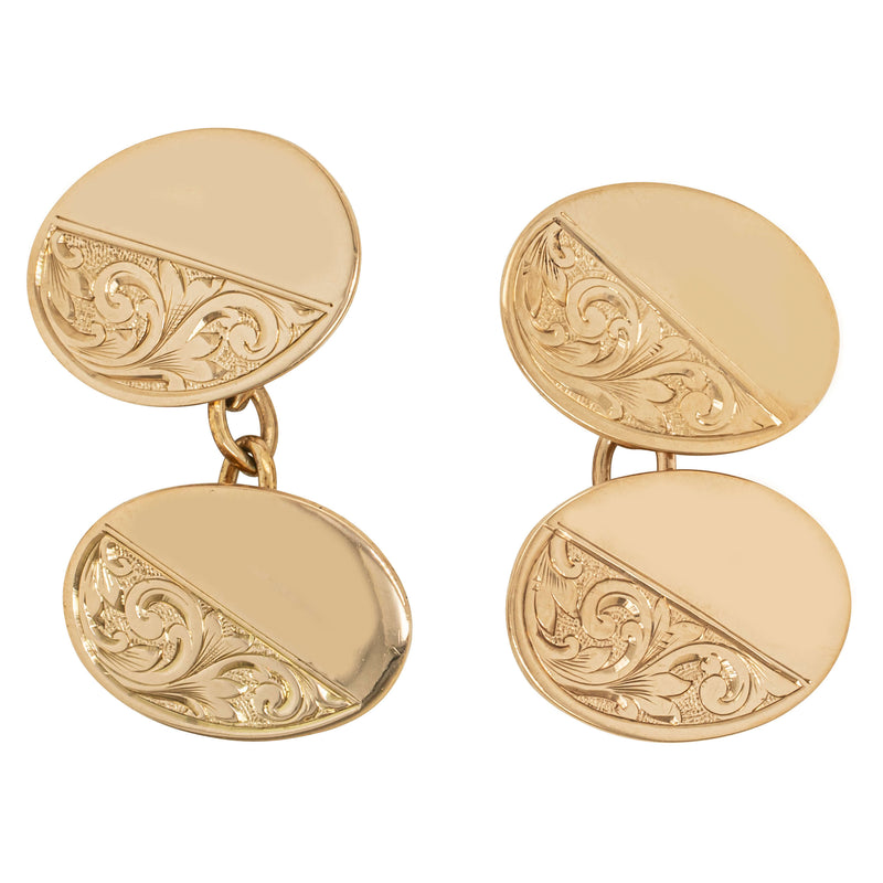 Deja Vu 9ct Rose Gold Floral Engraved Cufflinks - Cufflinks - Walker & Hall