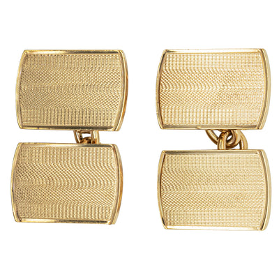 Vintage 9ct Yellow Gold Engine Turned Cufflinks - Cufflinks - Walker & Hall