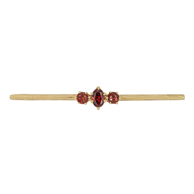 Deja Vu 9ct Yellow Gold Garnet Set Bar Brooch - Brooch - Walker & Hall