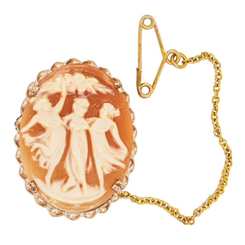 Deja Vu 9ct Rose Gold Three Graces Cameo Brooch - Brooch - Walker & Hall