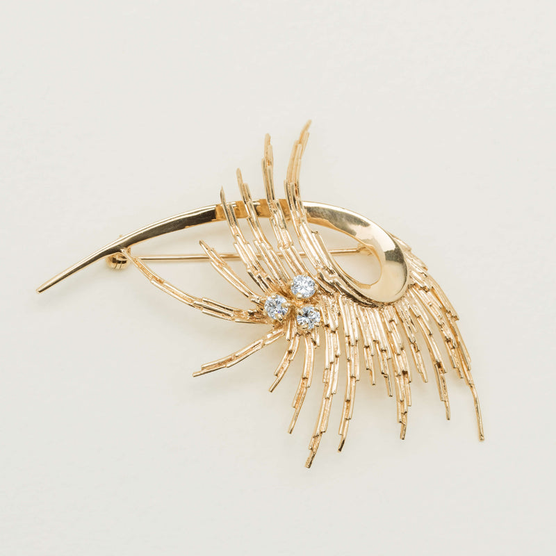 Deja Vu 9ct Yellow Gold .45ct Diamond Abstract Spray Brooch - Brooch - Walker & Hall