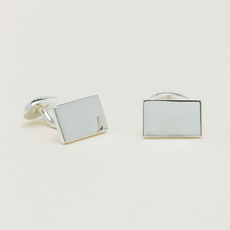 Sterling Silver Rectangular Button-Back Cufflinks