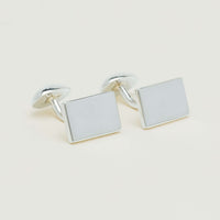 Sterling Silver Rectangular Button-Back Cufflinks - Cufflinks - Walker & Hall