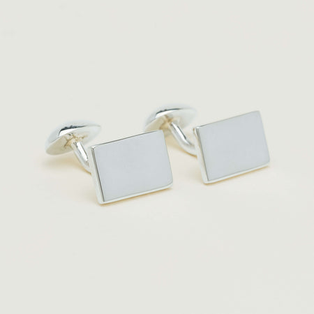 Sterling Silver Rectangular Button-Back Cufflinks - Cufflinks - Walker & Hall