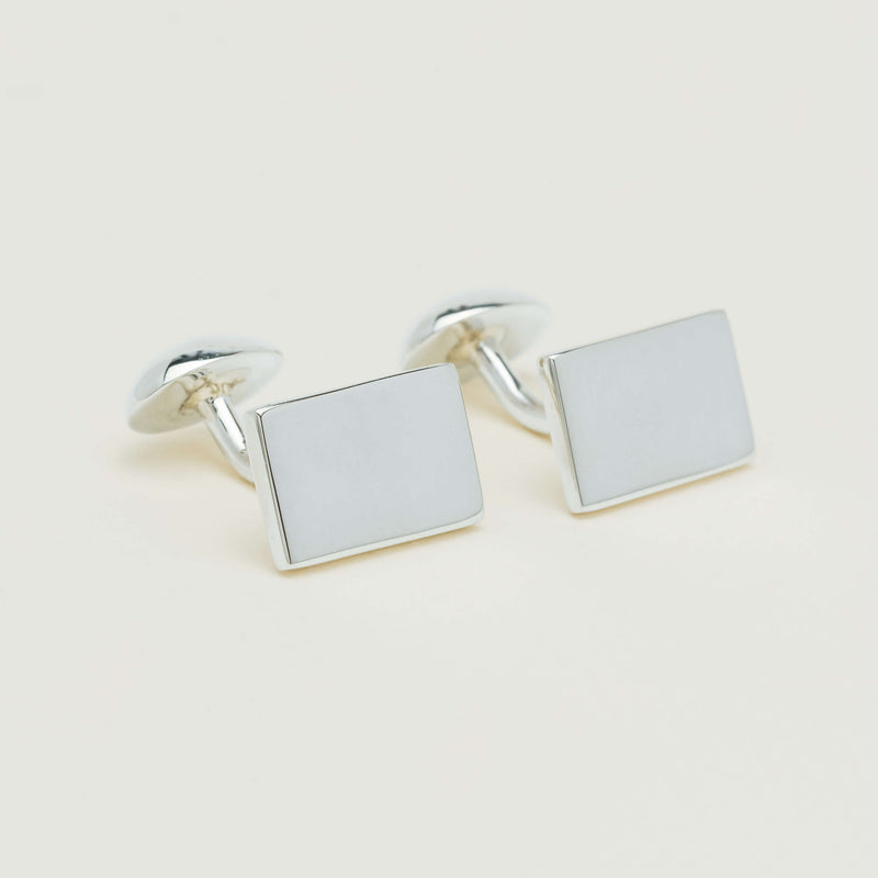 Sterling Silver Rectangular Button-Back Cufflinks