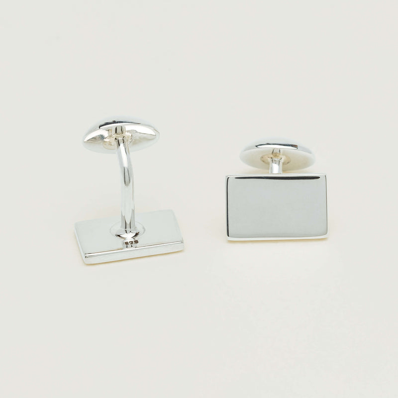 Sterling Silver Rectangular Button-Back Cufflinks