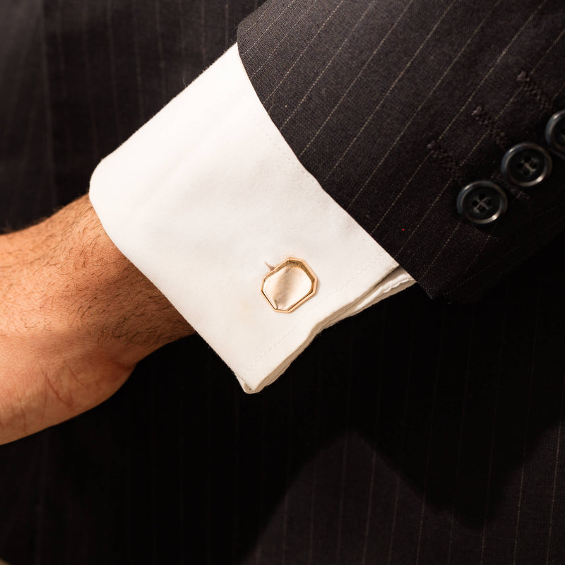 Deja Vu 18ct Rose Gold Octagon-Shaped Cufflinks