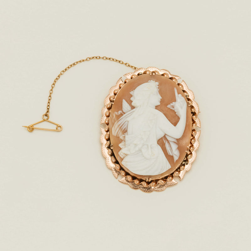 Vintage 9ct Rose Gold Large Ornate Cameo Brooch