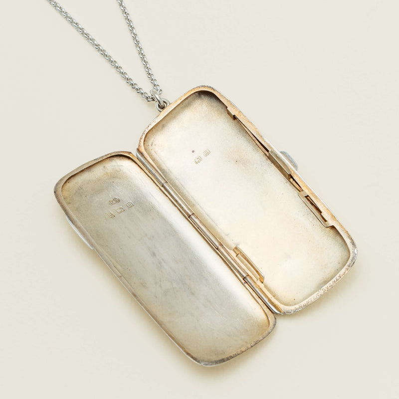 Vintage Sterling Silver Cigarette Case With Belcher Chain