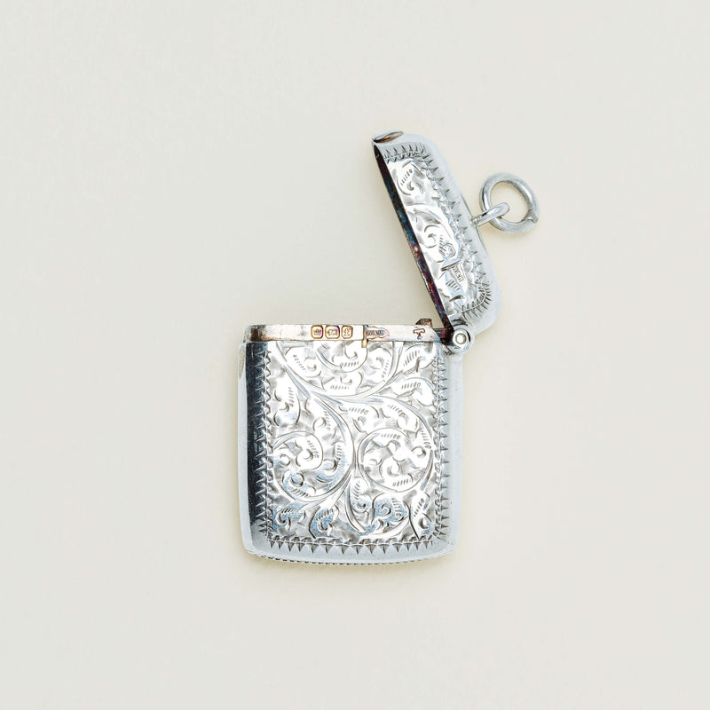 Vintage Sterling Silver Vesta Case - Sheffield 1898 - Vesta Case - Walker & Hall