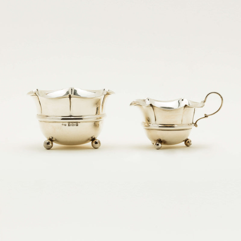 Deja Vu Sterling Silver Sugar & Creamer - Birmingham 1914 - Silverware - Walker & Hall