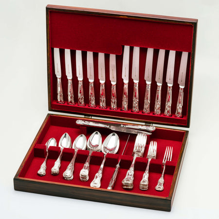 Sterling Silver Kings Pattern 44-Piece Cutlery Set - Silverware - Walker & Hall