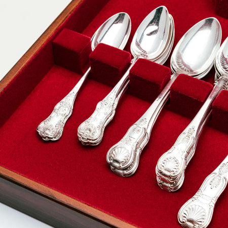 Sterling Silver Kings Pattern 44-Piece Cutlery Set - Silverware - Walker & Hall