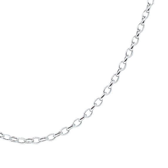 9ct White Gold Oval Belcher Chain - Necklace - Walker & Hall