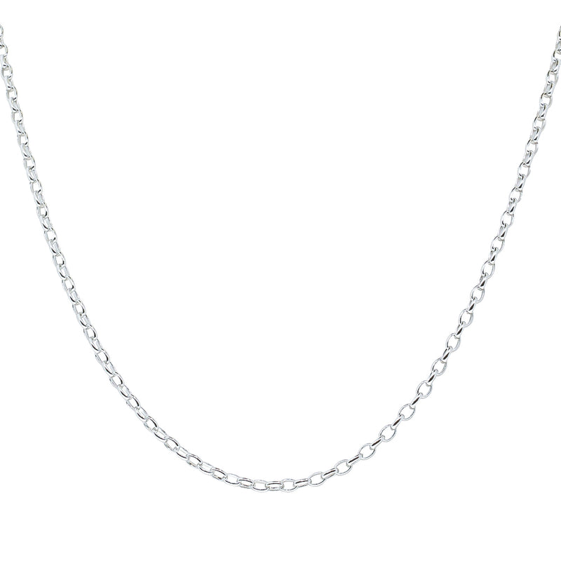 9ct White Gold Oval Belcher Chain - Necklace - Walker & Hall