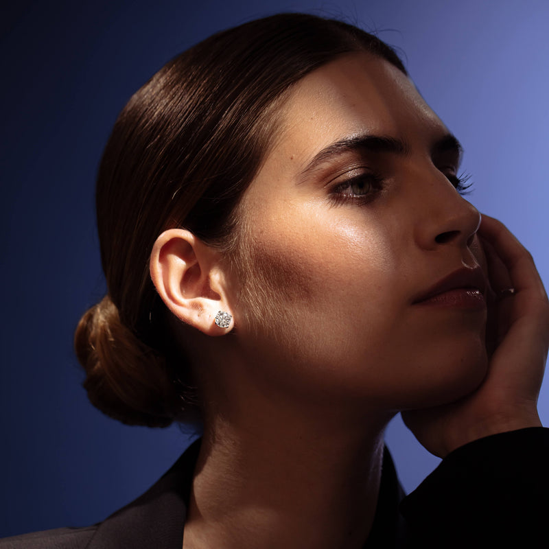 Model wearing Diamond Blossom Stud Earrings